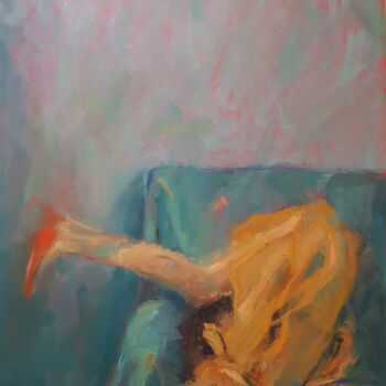 Painting titled "Etre toute retournée" by Isabelle Cotillard, Original Artwork, Oil Mounted on Wood Stretcher frame