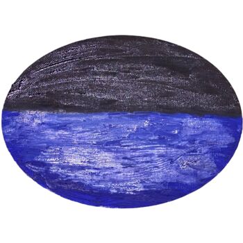 Painting titled "Mare di notte" by Mario Pratesi, Original Artwork, Oil