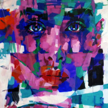 Peinture intitulée "PURPLE PORTRAIT" par Aleksandr Ilichev, Œuvre d'art originale, Acrylique