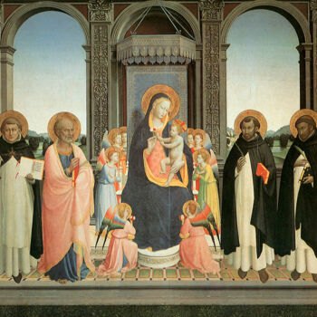 "Pala di Fiesole" başlıklı Tablo Fra Angelico tarafından, Orijinal sanat, Petrol