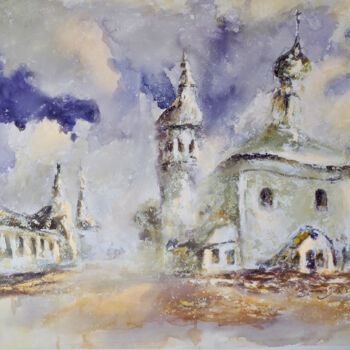 Painting titled "旅行系列-苏兹达尔的云" by Kai Deng, Original Artwork, Acrylic