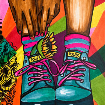 "Abstract vibrance c…" başlıklı Tablo Elena Polak tarafından, Orijinal sanat, Işaretleyici