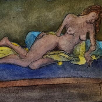 Femme nue allongée et pensive
