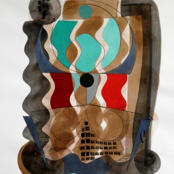 Painting titled "Free Samouraï N°9" by Marc Bulyss, Original Artwork, Oil