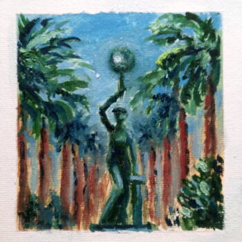Pittura intitolato "Fontaine" da Edith Bos Boyer (EDITH DONC), Opera d'arte originale, Olio Montato su Cartone