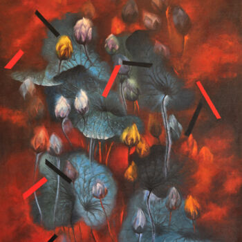 Painting titled "荷系列-芒种-2号" by Kai Deng, Original Artwork, Acrylic