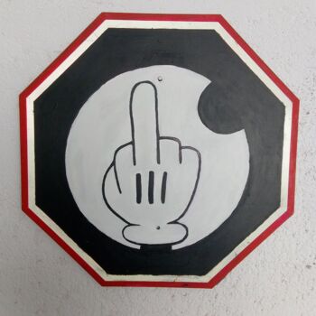 Ζωγραφική με τίτλο "Middle Finger" από Calavera Estudio Dgo Mx, Αυθεντικά έργα τέχνης, Ακρυλικό
