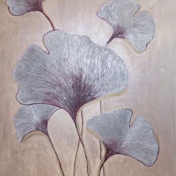 Peinture intitulée "Ginkgo Biloba leaves" par Lidiia Isakova, Œuvre d'art originale, Acrylique Monté sur Châssis en bois