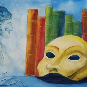 Painting titled "comédia del arte" by Marina Mothes, Original Artwork, Watercolor