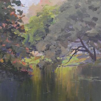 Painting titled "Mystery around lake" by Bhargavkumar Kulkarni, Original Artwork, Acrylic