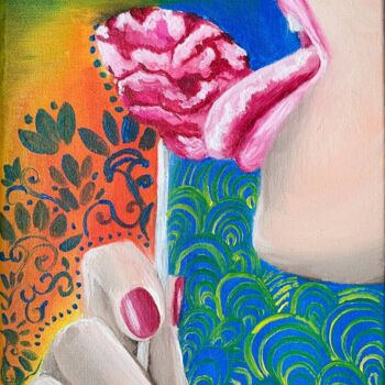 Pintura titulada "Sexy lips and brain…" por Elena Polak, Obra de arte original, Oleo Montado en Bastidor de camilla de madera