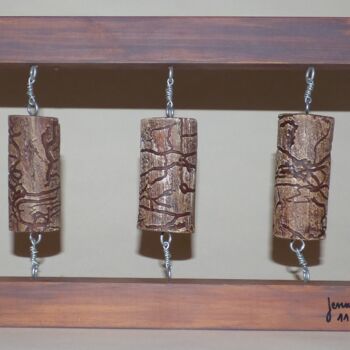 Sculpture titled "moulin à prières" by Stéphane Jenny, Original Artwork, Wood Mounted on Wood Stretcher frame