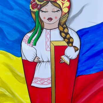 「Fraternal people」というタイトルの絵画 Vera Zvyaginaによって, オリジナルのアートワーク, アクリル ウッドストレッチャーフレームにマウント