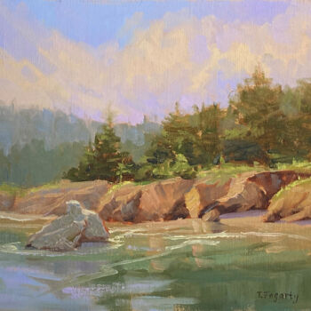 Painting titled "Whalers Cove Delight" by Tatyana Fogarty, Original Artwork, Oil Mounted on Other rigid panel