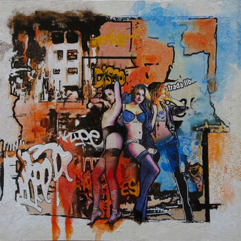 "RUE SAINT DENIS" başlıklı Tablo Claude Géan tarafından, Orijinal sanat, Akrilik Karton üzerine monte edilmiş