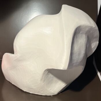 Sculpture intitulée "Tête de lampe blanc…" par Terredediane, Œuvre d'art originale, Argile