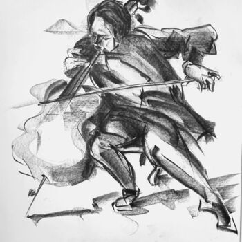 Drawing titled "Agitato" by Jean-Pierre Emond, Original Artwork, Graphite