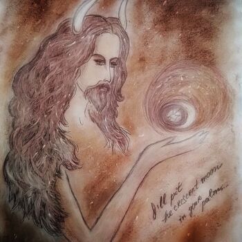 Dessin intitulée "Crescent moon in yo…" par Karolina Ingo (Karolina Navi -Ingo), Œuvre d'art originale, Pastel