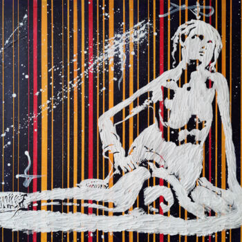 「Falling and Learning」というタイトルの絵画 Sara Loraによって, オリジナルのアートワーク, アクリル ウッドストレッチャーフレームにマウント