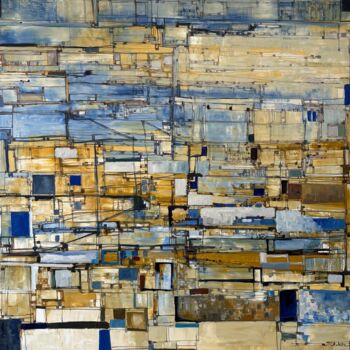 Painting titled "Lignes et espaces" by Hartiste, Original Artwork, Oil