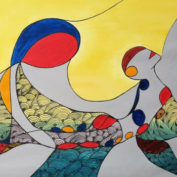 Malerei mit dem Titel "arielle" von Dr. Katharina Zlöbl, Original-Kunstwerk, Acryl Auf Keilrahmen aus Holz montiert