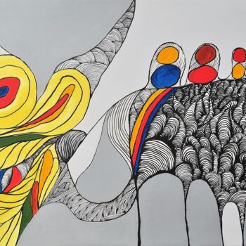 Painting titled "rainbow" by Dr. Katharina Zlöbl, Original Artwork, Acrylic Mounted on Wood Stretcher frame