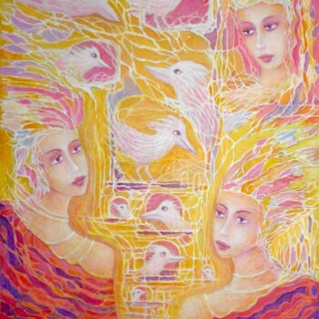 Painting titled "Ptaki" by Bohdan Wincenty Łoboda, Original Artwork, Acrylic