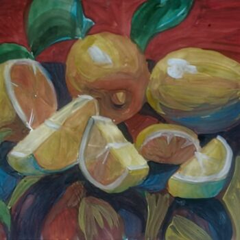 Malarstwo zatytułowany „Lemons” autorstwa Alina Gelman, Oryginalna praca, Gwasz