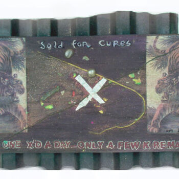 Pintura intitulada "One X'd a Day - Onl…" por Mal, Obras de arte originais, Colagens Montado em Painel de madeira