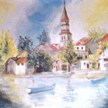 Peinture intitulée "Yvoire" par Géraldine Streichert, Œuvre d'art originale, Huile