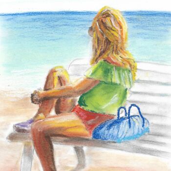 Drawing titled "Moment de contempla…" by Eric Audry, Original Artwork, Pastel