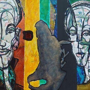 Painting titled "Lemon Grass" by Catali, Original Artwork, Ink Mounted on Wood Stretcher frame