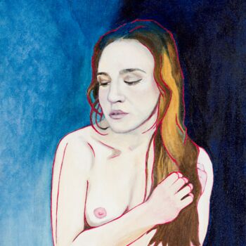 Schilderij getiteld "Nr 5" door Helena Rajska, Origineel Kunstwerk, Olie