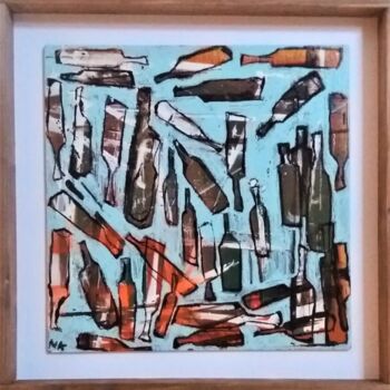Painting titled "VIN D ORANGE" by Germain Henneka, Original Artwork, Acrylic Mounted on Cardboard