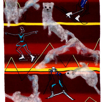 Textile Art titled "Winter Sport- Final…" by Sonja Salomäki, Original Artwork, Embroidery