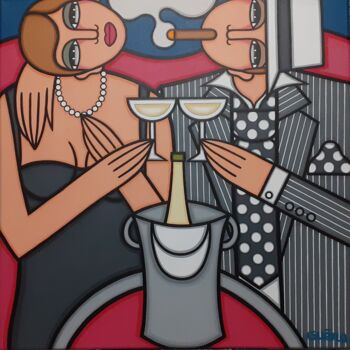 Peinture intitulée "Le champagne" par Guena, Œuvre d'art originale, Acrylique Monté sur Châssis en bois