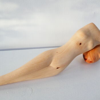 Sculptuur getiteld "" With you "" door Liquette-Gorbach, Origineel Kunstwerk, Hout
