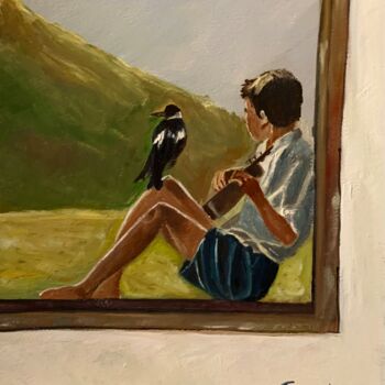 Pintura titulada "Tocando la guitarra" por Mónica Caruncho Fontela, Obra de arte original, Oleo