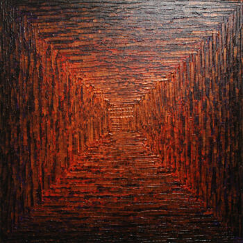 Malerei mit dem Titel "Dégradé carré orang…" von Jonathan Pradillon, Original-Kunstwerk, Acryl Auf Keilrahmen aus Holz monti…