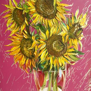 Painting titled "Цветы солнца" by Anna Andrushok, Original Artwork, Oil