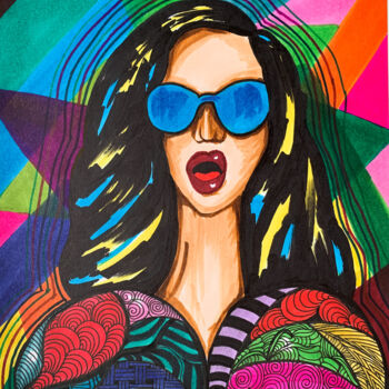 Pintura titulada "Let's play - origin…" por Elena Polak, Obra de arte original, Rotulador