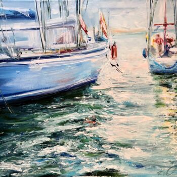 Schilderij getiteld "Dazzling sea" door Olga Chernova, Origineel Kunstwerk, Olie