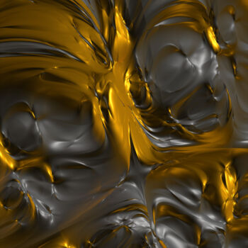 Digitale Kunst mit dem Titel "Goldrausch" von Thomas Seebauer (FractopiaArt), Original-Kunstwerk, Digitale Malerei Auf Holzp…
