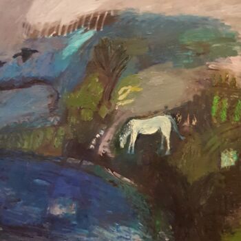 Pintura titulada "LE CHEVAL SOLITAIRE" por Mchartrie, Obra de arte original, Oleo Montado en Bastidor de camilla de madera