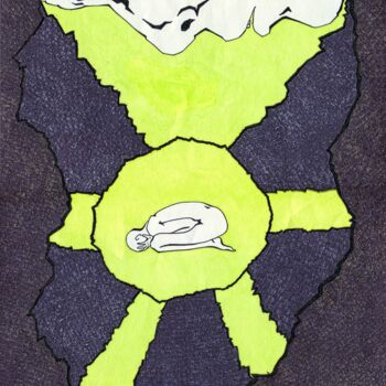 Desenho intitulada "A girl curled up in…" por Mmy Rising Sun, Obras de arte originais, Marcador