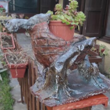 Sculpture titled "Vaco cemento" by Enrico Franceschetti, Original Artwork, Cement