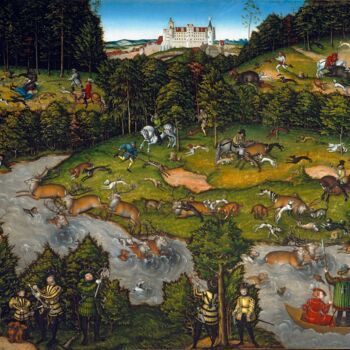 Peinture intitulée "Chasse près du chât…" par Lucas Cranach The Elder, Œuvre d'art originale, Huile