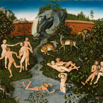 Peinture intitulée "L'âge d'or" par Lucas Cranach The Elder, Œuvre d'art originale, Huile