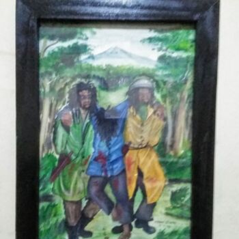 Peinture intitulée "Unsung heroes" par Titus Chege, Œuvre d'art originale, Aquarelle Monté sur Panneau de bois