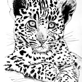 Pintura intitulada "Leopard cub" por Liubov Samoilova, Obras de arte originais, Tinta